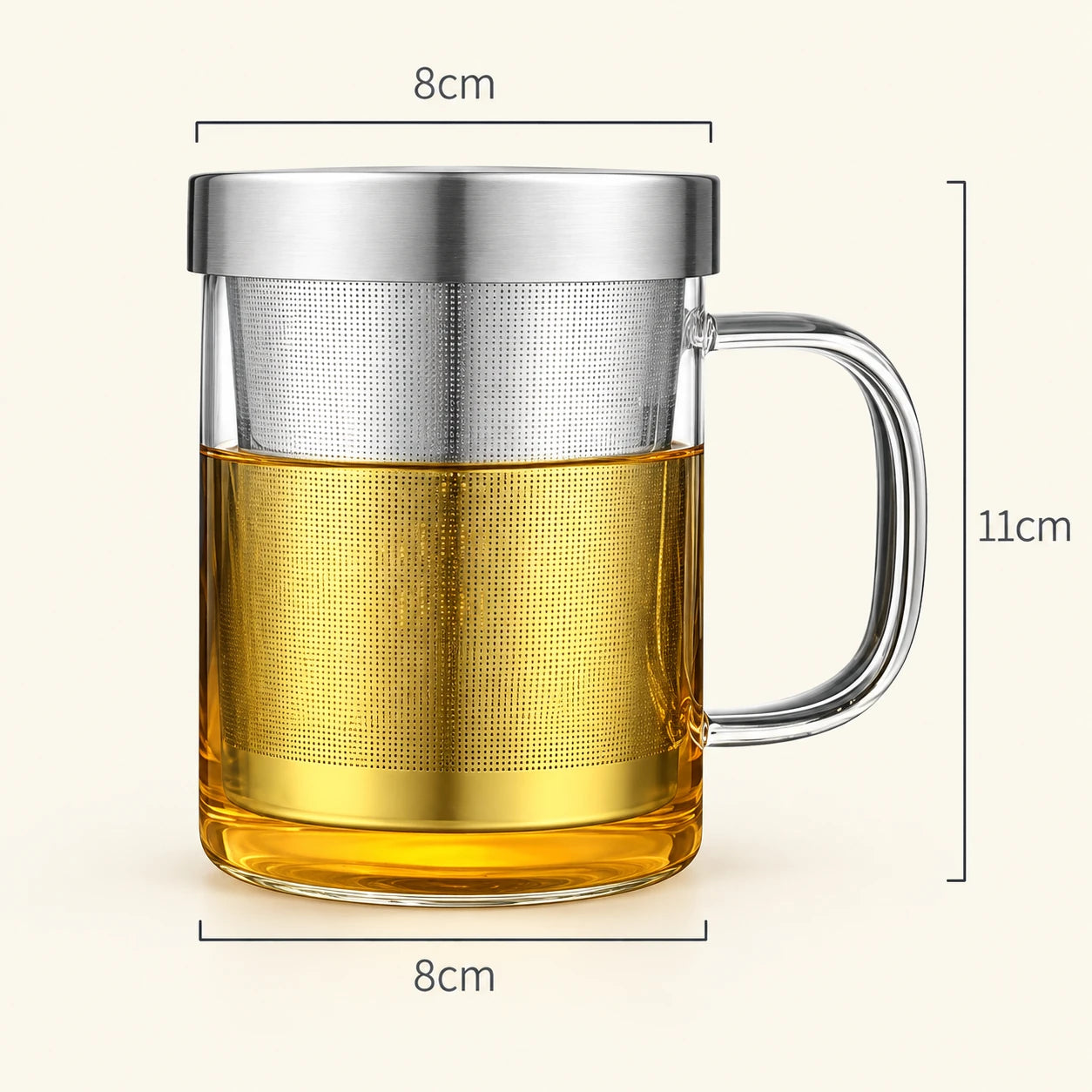 Teeglas mit Metallfilter 400 ml – Online bei Mingtea bestellen