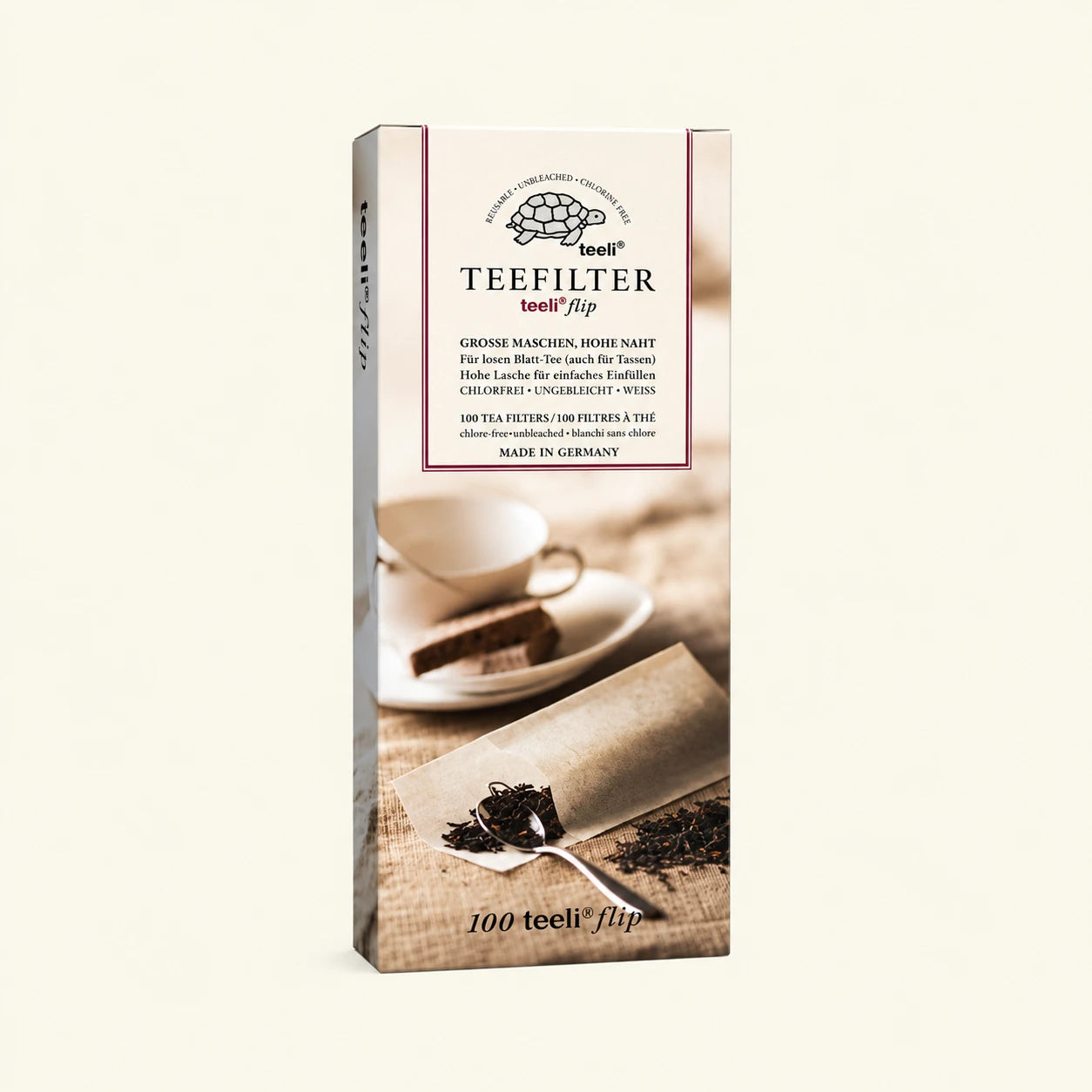 100 filtres pour sachets de thé en vrac – photo du produit