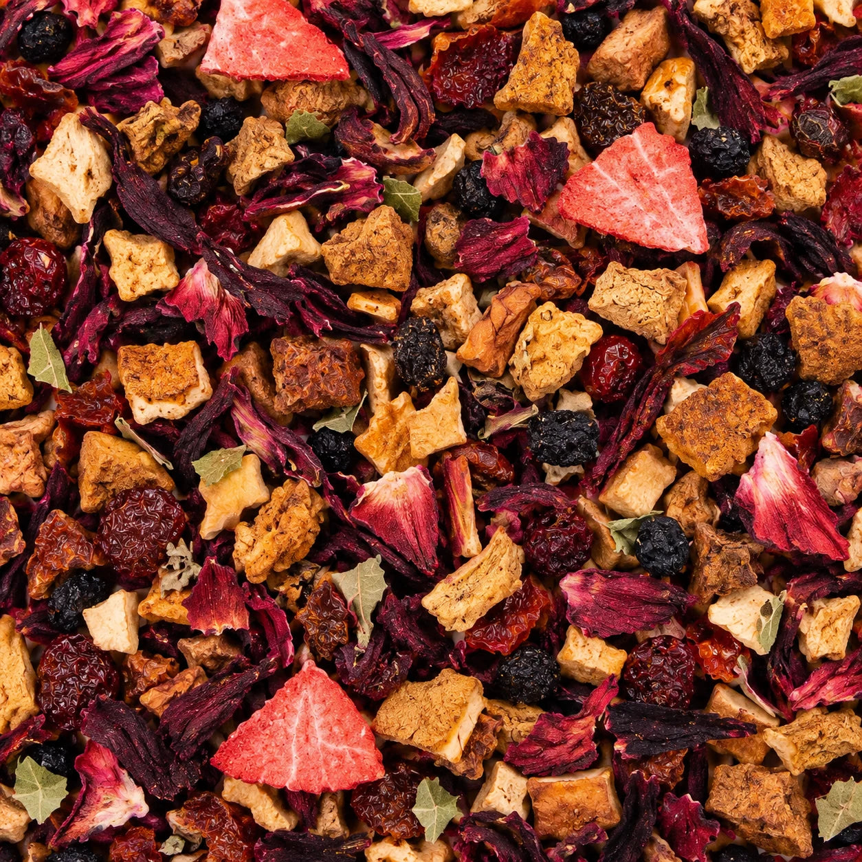 Mélange de fruits Fruits rouges BIO – thé en vrac en gros plan