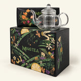 Coffret cadeau de luxe – 12 fleurs de thé avec théière JADE 600 ml – photo du produit