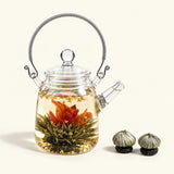 Coffret cadeau de luxe – 12 fleurs de thé avec théière en verre 350 ml – image produit 6